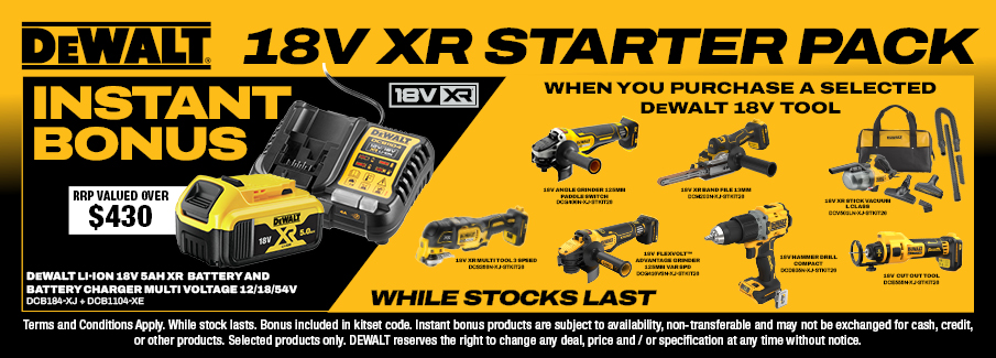 DEWALT 18V XR Starter Pack Instant Bonus DEWALT 18V XR Starter Pack Instant Bonus
